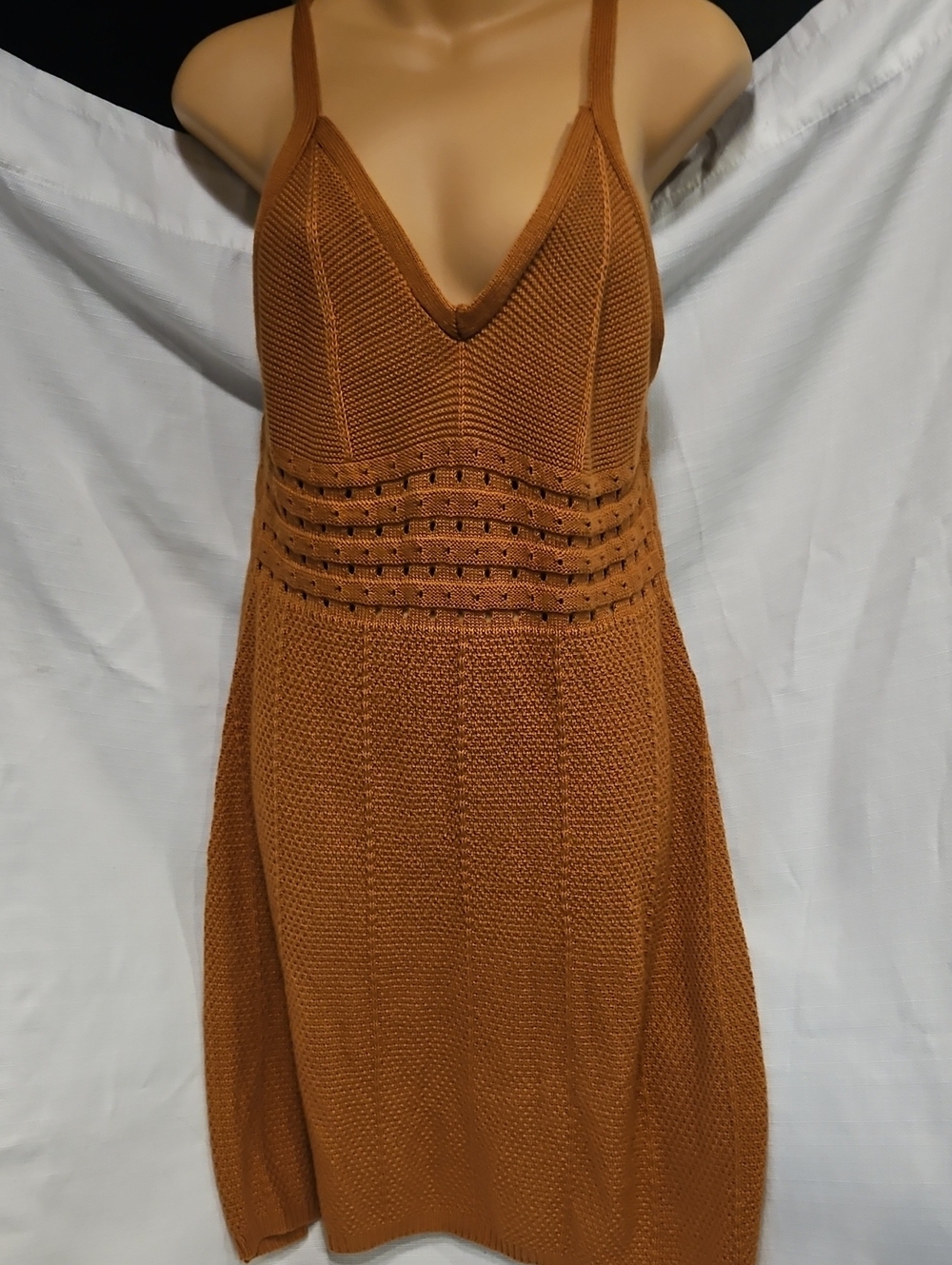 Ultra Flirt Knit Spaghetti-Strap Mini Dress in Burnt Orange